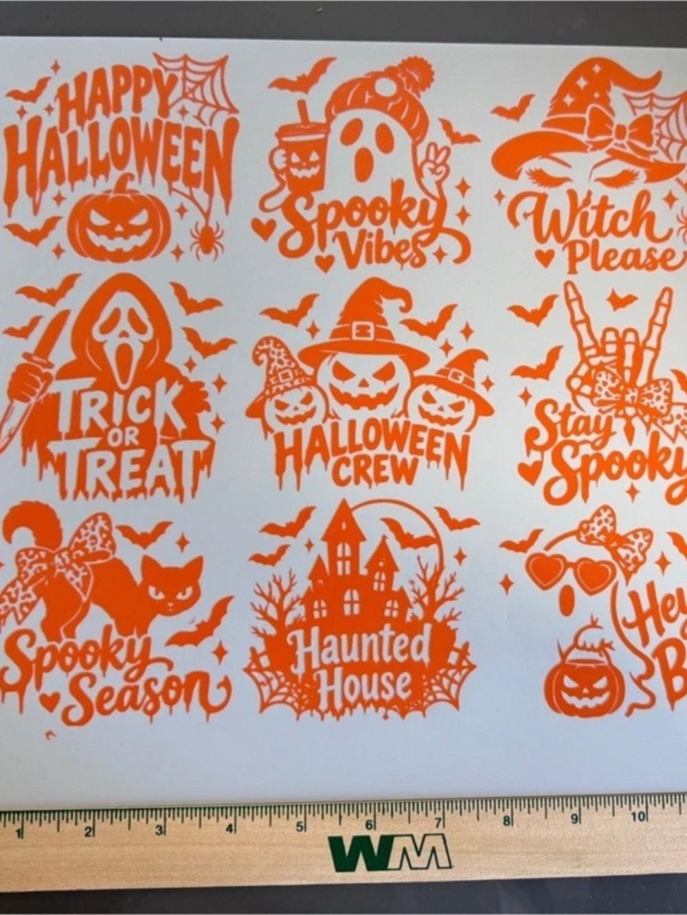 Halloween Vinyl Decal Sticker Sheet Orange & Black